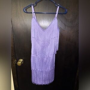 Elegant Purple Fringe Dress